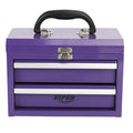 Viper Tool Storage 11-inch 2-drawer portable mini metal toolbox in purple with top handle