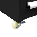 Close-up of black Viper Tool Storage salon cart showing 2-inch locking swivel caster