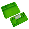 2-piece lime green flexible silicone tool and parts tray set with compartments and integrated magnet by Viper Tool Storage