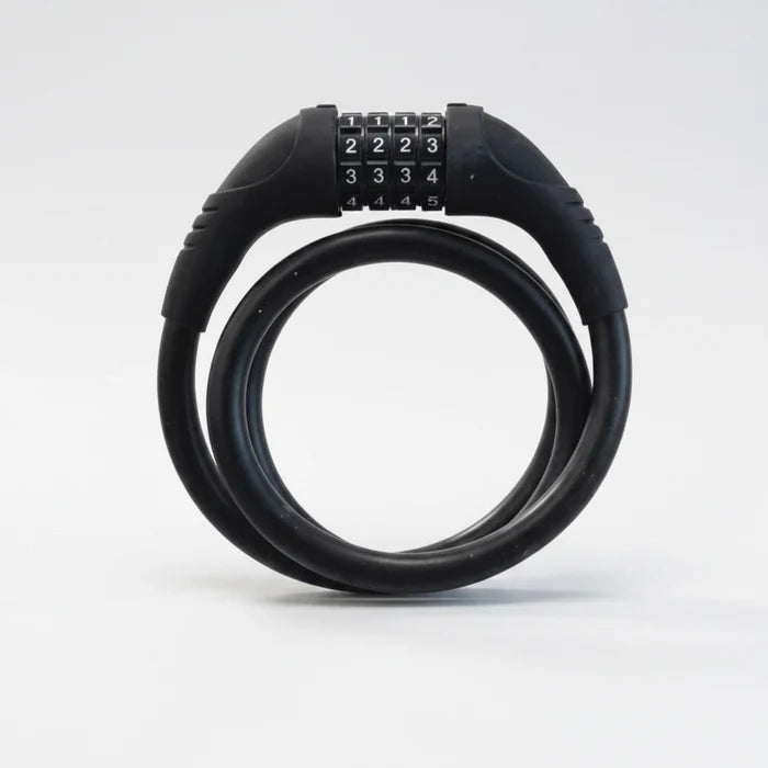 4 Digit Combination Cable Lock SILICONE 12mm x 1000mm - Black