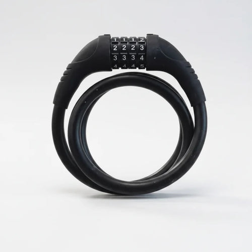 4 Digit Combination Cable Lock SILICONE 12mm x 1000mm - Black