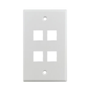 Product Marketing Image of Simply Secured SKU: JKWP4-WH by Vendor Grid Networking Product 4-Port Keystone Wall Plate - White, 10-Pack | For Cat5e/Cat6/Cat6A Jacks | JKWP4-WH