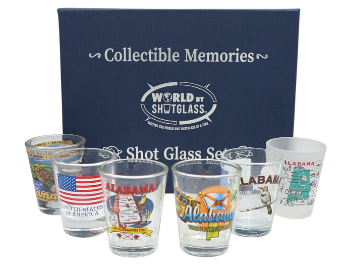 Alabama United States USA Souvenir Boxed Shot Glass Set (Set of 6)