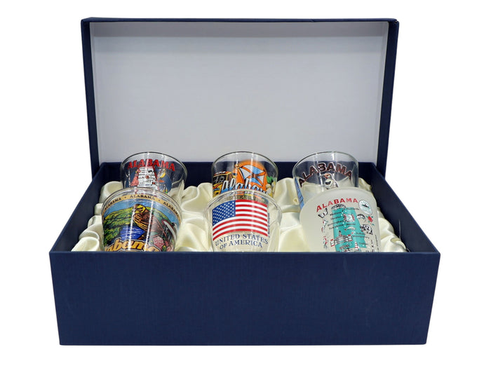 Alabama United States USA Souvenir Boxed Shot Glass Set (Set of 6)