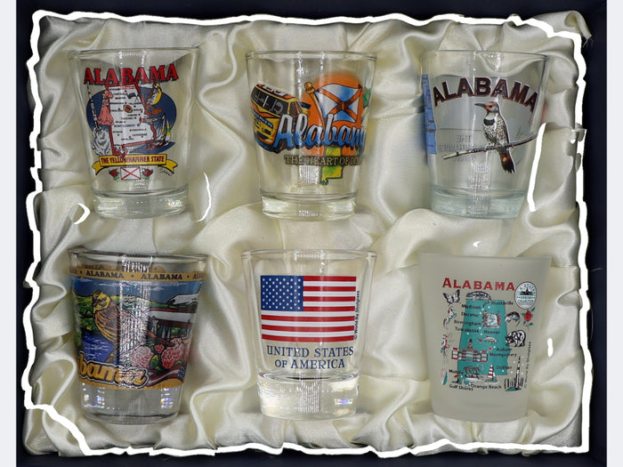 Alabama United States USA Souvenir Boxed Shot Glass Set (Set of 6)