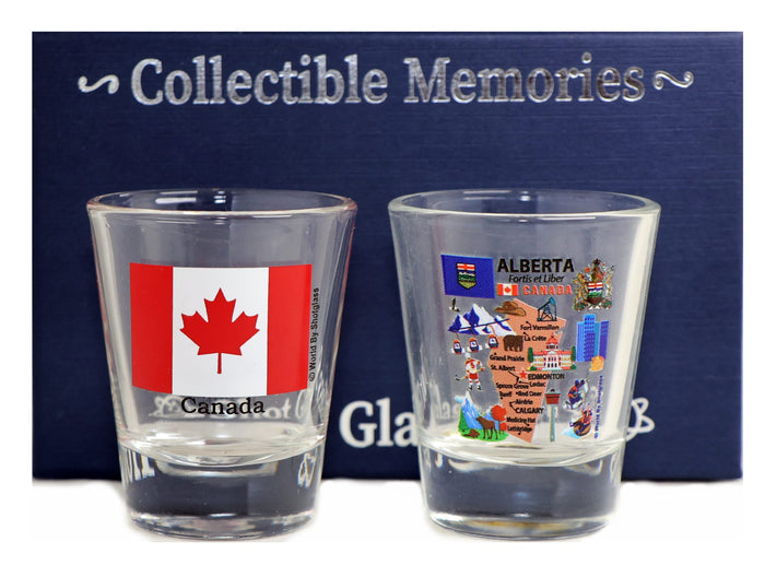 Alberta Canada Souvenir Boxed Shot Glass Set (Set of 2)
