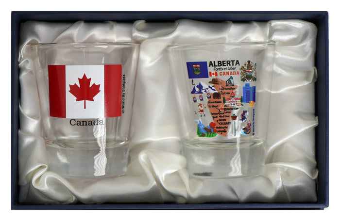 Alberta Canada Souvenir Boxed Shot Glass Set (Set of 2)