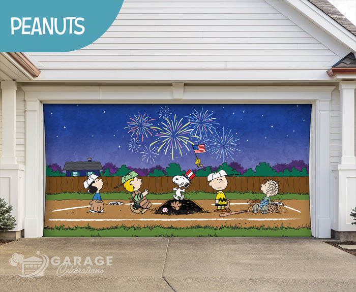 America's Pastime | 2-Car Peanuts® Garage Door Cover