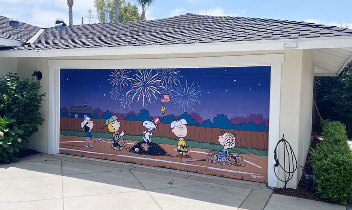America's Pastime | 2-Car Peanuts® Garage Door Cover