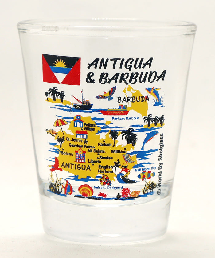 Antigua & Barbuda Caribbean Shot Glass Boxed Set (Set of 2)