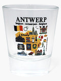 Antwerp Belgium Landmarks and Icons Collage Shot Glass