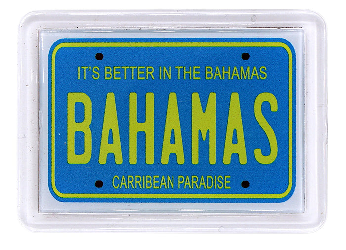 Bahamas License Plate Acrylic Small Fridge Collector's Souvenir Magnet 2.35" X 1.75"