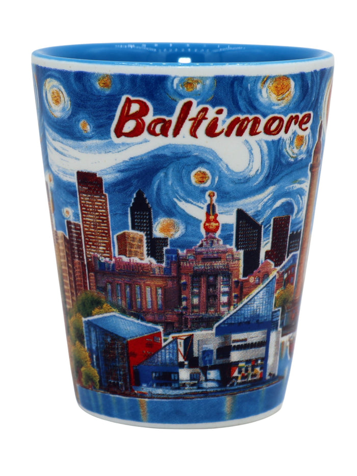 Baltimore Maryland Blue Sky Ceramic Shot Glass
