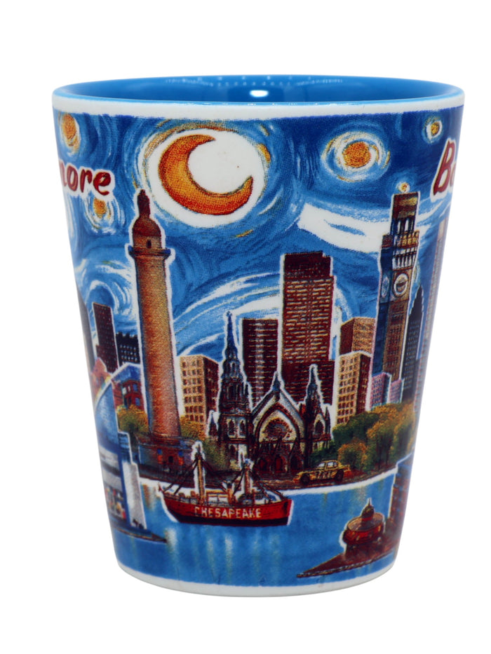 Baltimore Maryland Blue Sky Ceramic Shot Glass