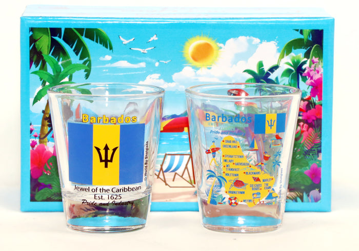 Barbados Caribbean Shot Glass Boxed Set (Set of 2)