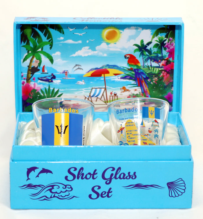 Barbados Caribbean Shot Glass Boxed Set (Set of 2)