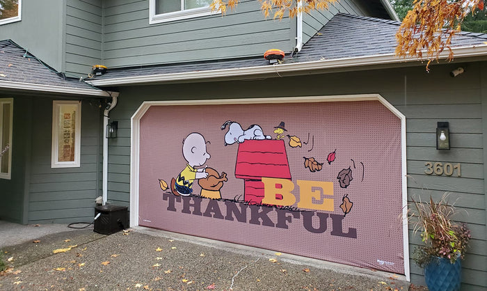 Be Thankful | 2-Car Peanuts® Garage Door Cover