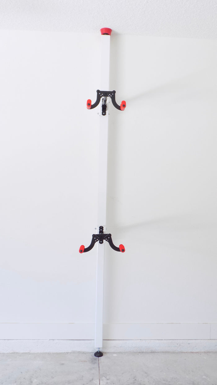 Freestanding bike storage pole for vertical bicycle storage without drilling | ABikeAbove