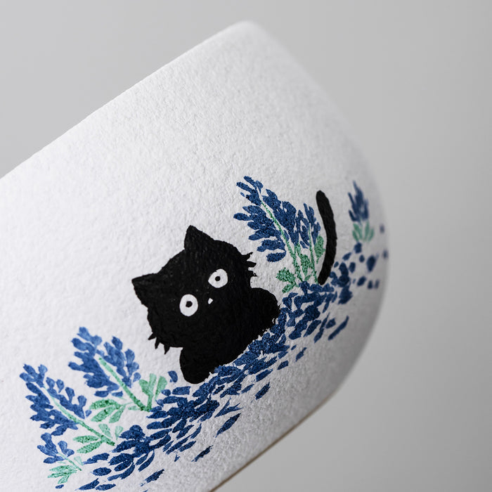 Black Cat Bluebonnet Ceramic Matcha Set with Bowl and Chasen Holder