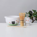Black Cat Ceramic Matcha Set with Bowl and Chasen Holder