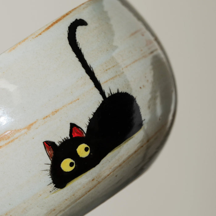 Black Cat Fish Ceramic Matcha Set with Bowl and Chasen Holder