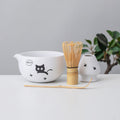 Black Cat Kitty Ceramic Matcha Set with Bowl and Chasen Holder