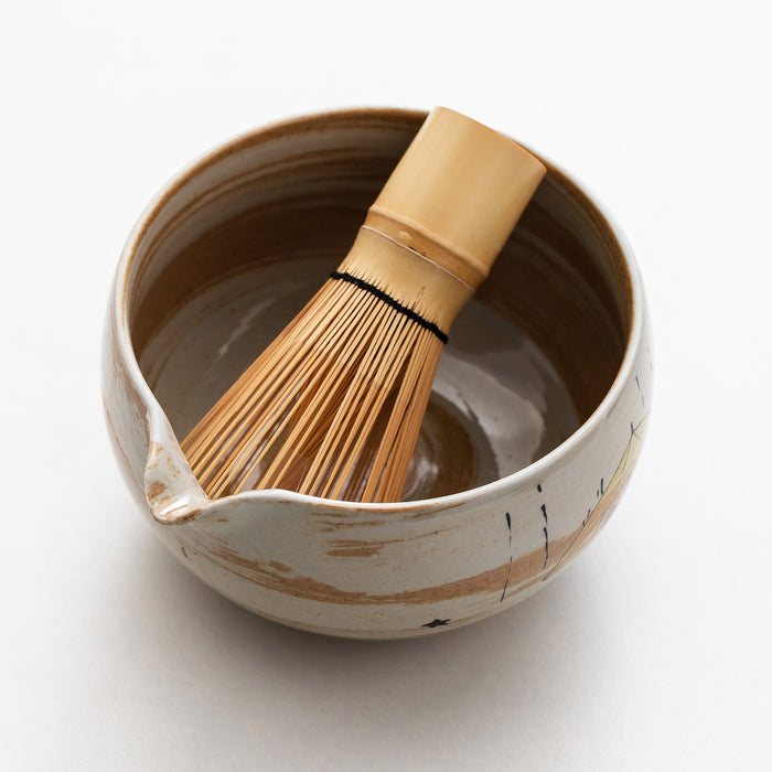 Black Cat Umbrella Ceramic Matcha Set with Bowl and Chasen Holder
