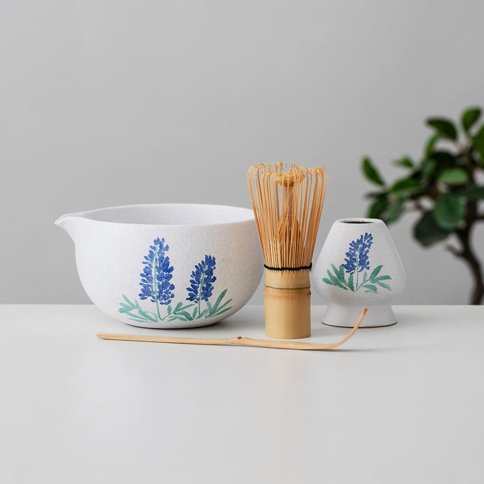 Bluebonnet Ceramic Matcha Set with Bowl and Chasen Holder