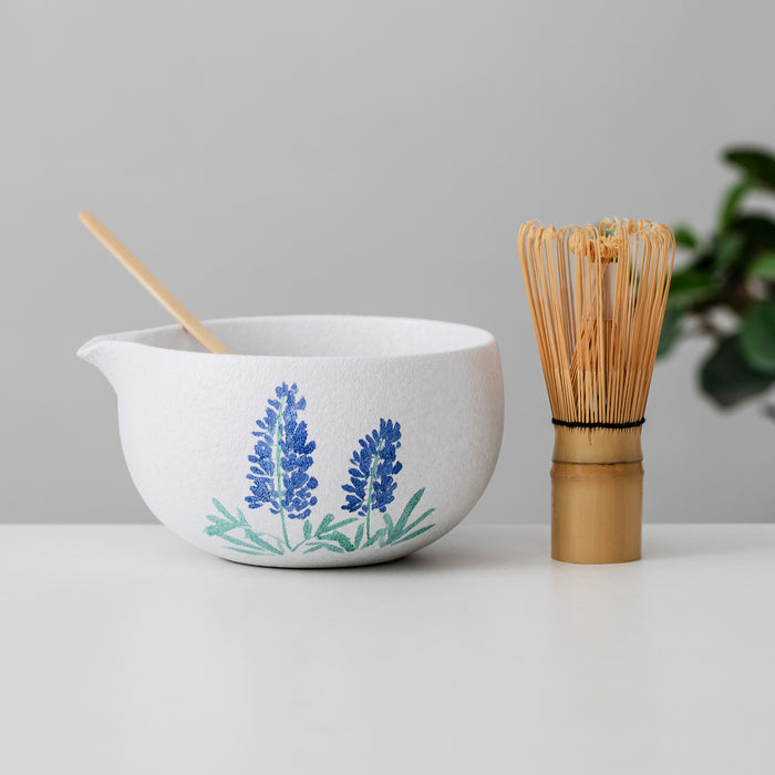 Bluebonnet Ceramic Matcha Set with Bowl and Chasen Holder