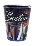 Boston Massachusetts Fireworks Ouside Blue Sky Inside Shot Glass