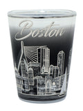 Boston Massachusetts White and Silver Skyline Shot Glass