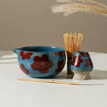Camellia Ceramic Matcha Set with Bowl and Chasen Holder