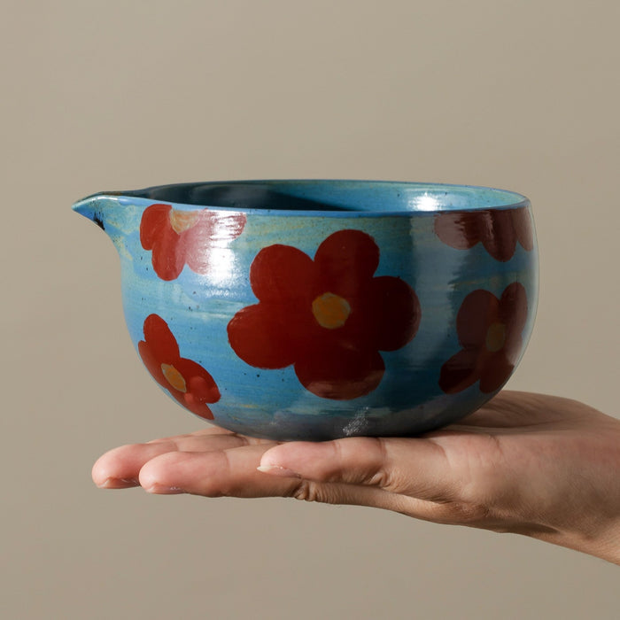 Camellia Ceramic Matcha Set with Bowl and Chasen Holder