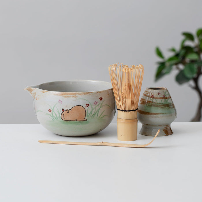 Capybara Ceramic Matcha Set with Bowl and Chasen Holder