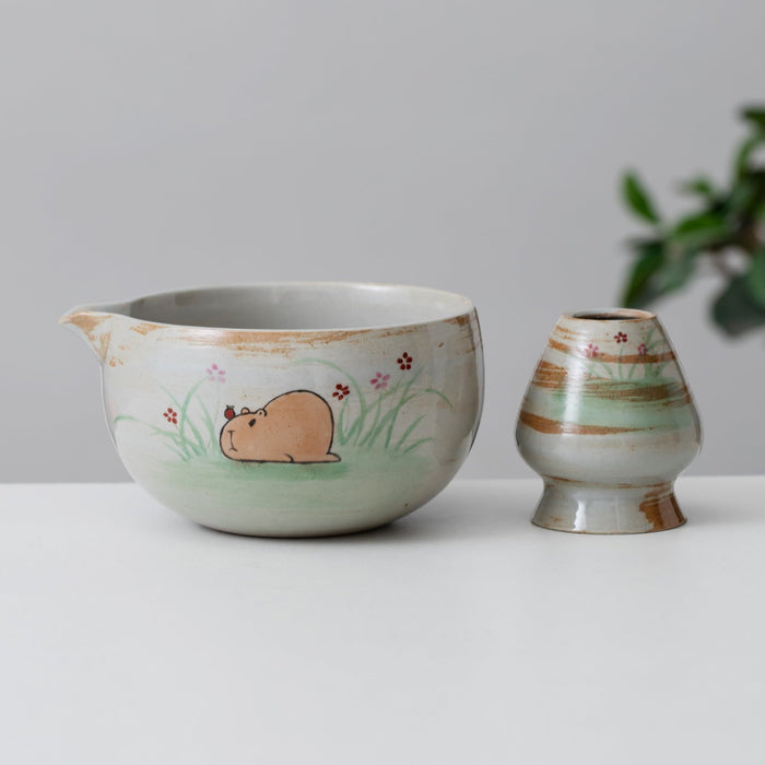 Capybara Ceramic Matcha Set with Bowl and Chasen Holder