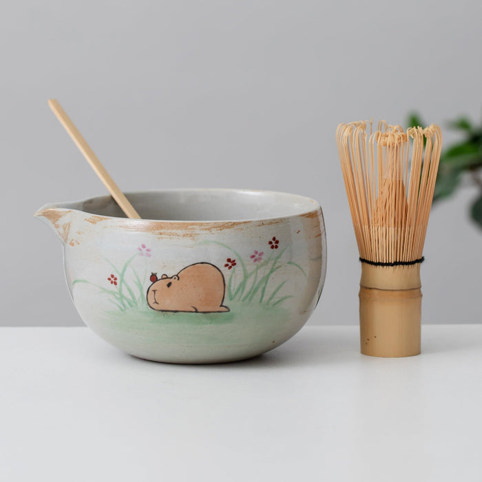 Capybara Ceramic Matcha Set with Bowl and Chasen Holder