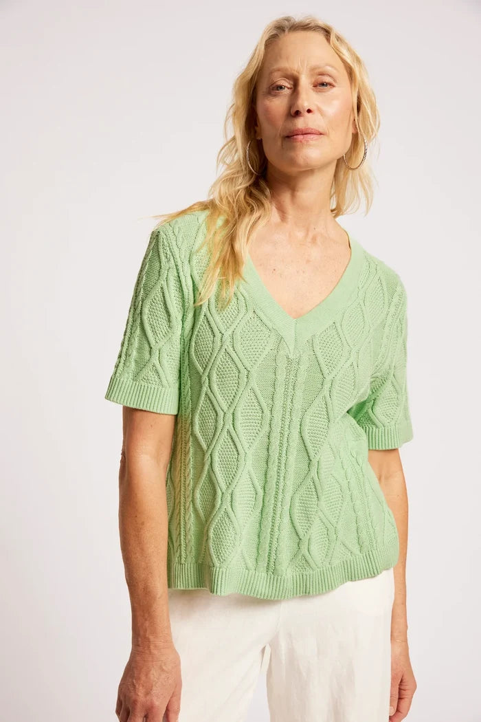 Casa Cable V Knit Mint