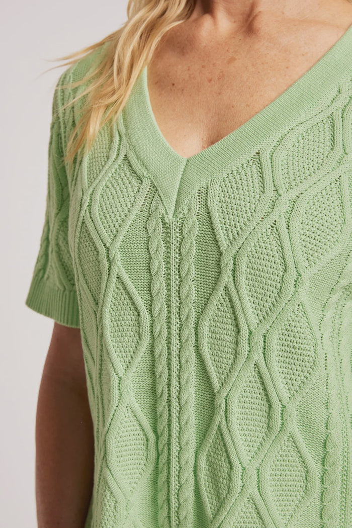 Casa Cable V Knit Mint