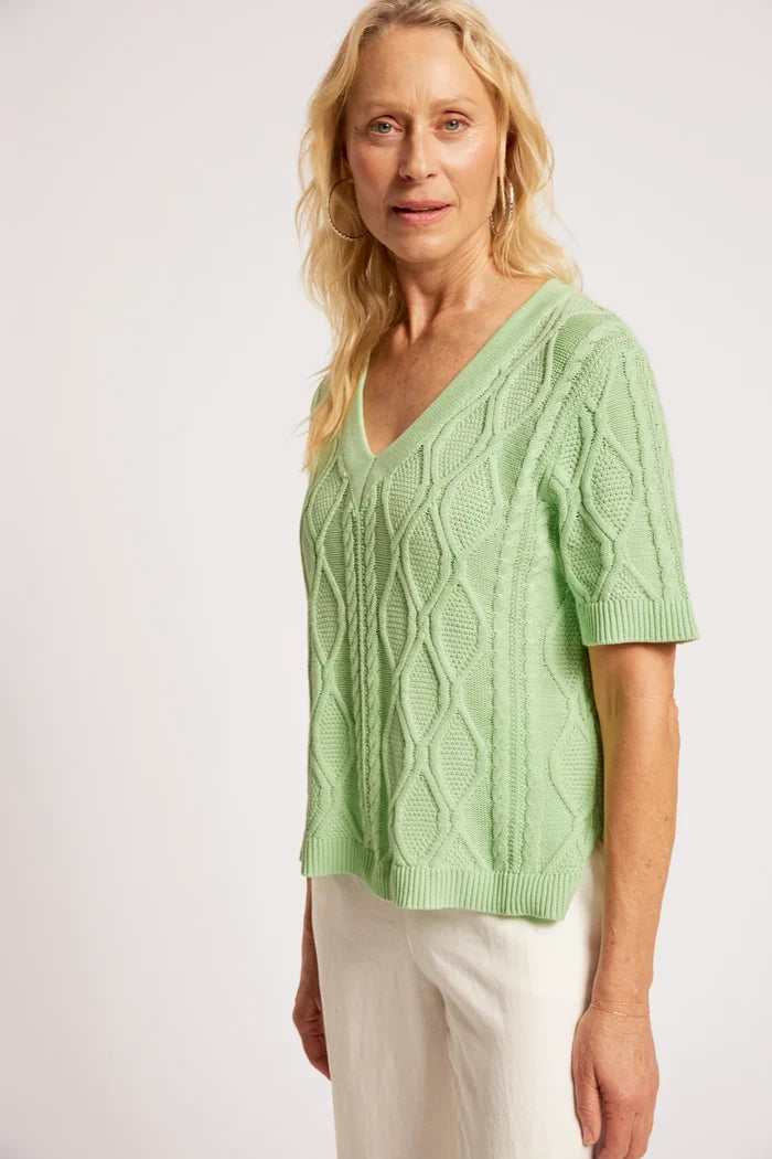 Casa Cable V Knit Mint