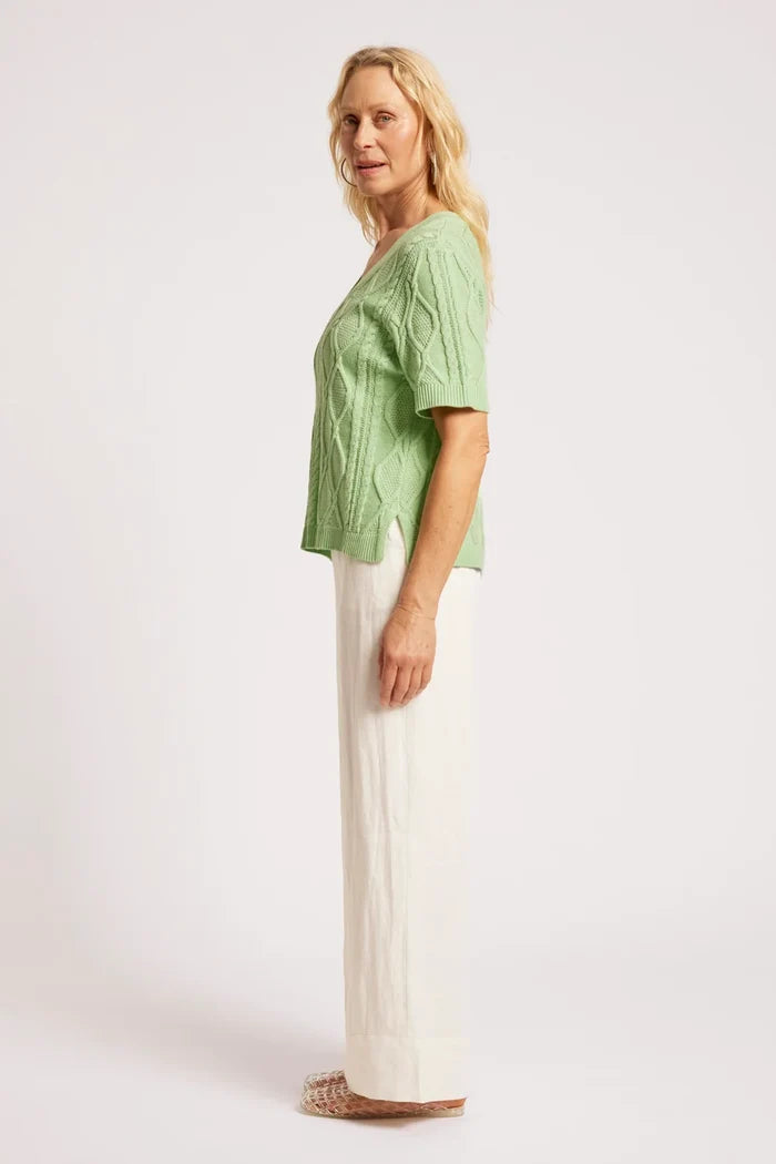 Casa Cable V Knit Mint