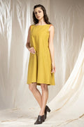 Cascade - Relaxed Fit Mid-Length Yellow Dress