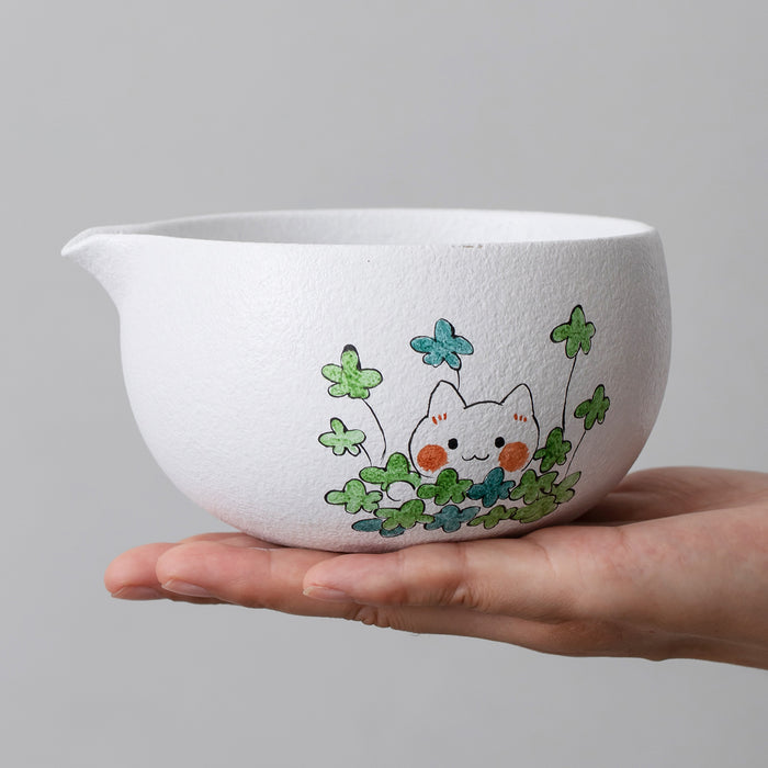 Cat Ceramic Matcha Set with Bowl and Chasen Holder