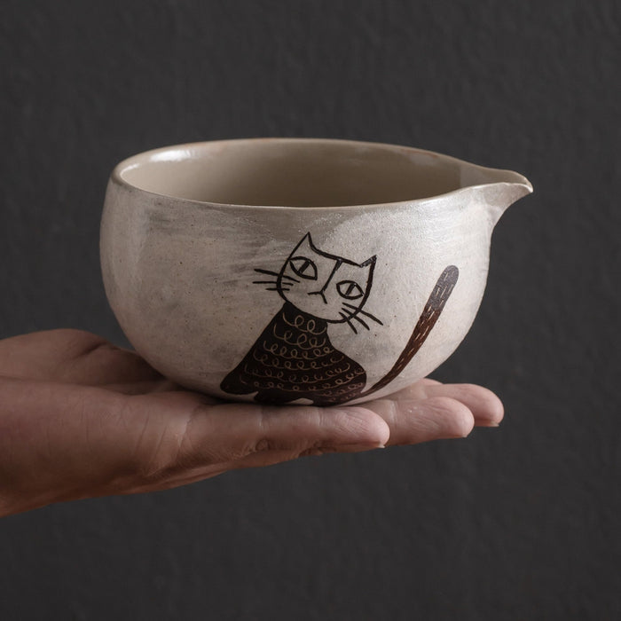Cat Ceramic Matcha Set with Bowl and Chasen Holder