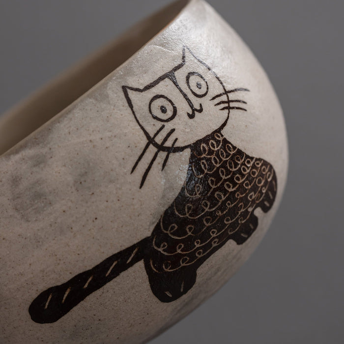 Cat Ceramic Matcha Set with Bowl and Chasen Holder