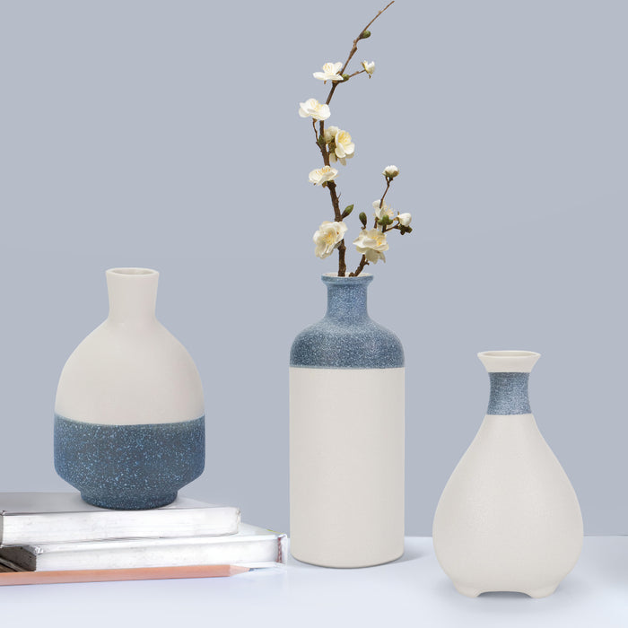 Ceramic Blue and White Vase Set