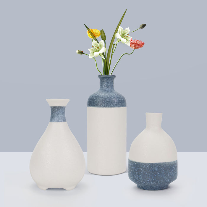 Ceramic Blue and White Vase Set