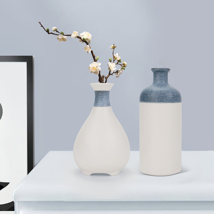 Ceramic Blue and White Vase Set