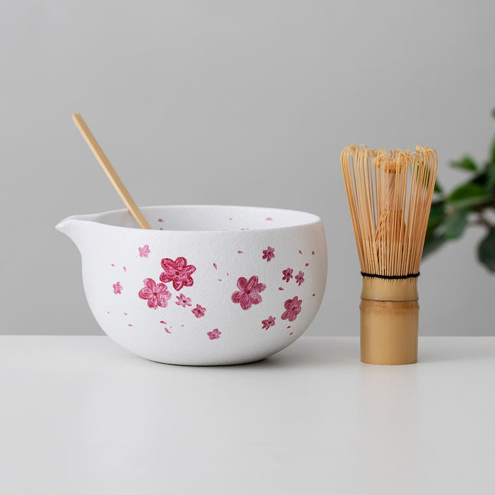 Cherry Blossom Sakura Ceramic Matcha Set with Bowl and Chasen Holder