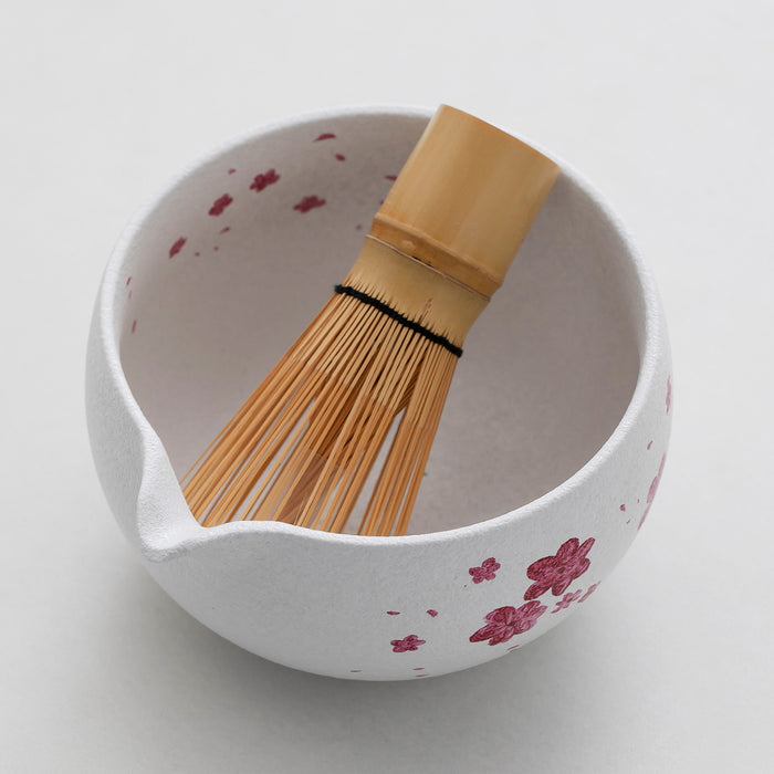 Cherry Blossom Sakura Ceramic Matcha Set with Bowl and Chasen Holder