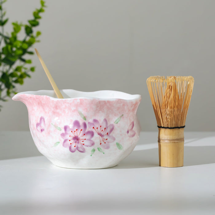 Cherry Blossom Sakura Gradient Glaze Ceramic Matcha Set